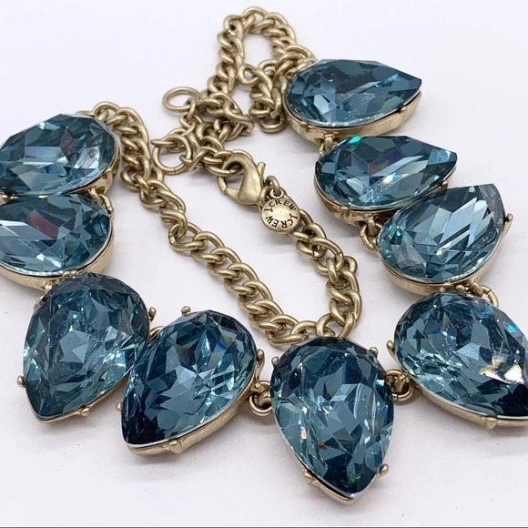 J. Crew Aqua Blue Faceted Teardrop Necklace - Picture 3 of 3